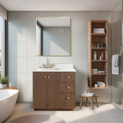 Oza Bath Vanity with Quartz Stone Top without Mirror