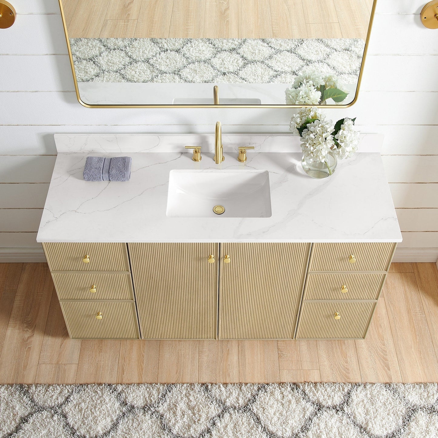Oza Bath Vanity with Quartz Stone Top without Mirror