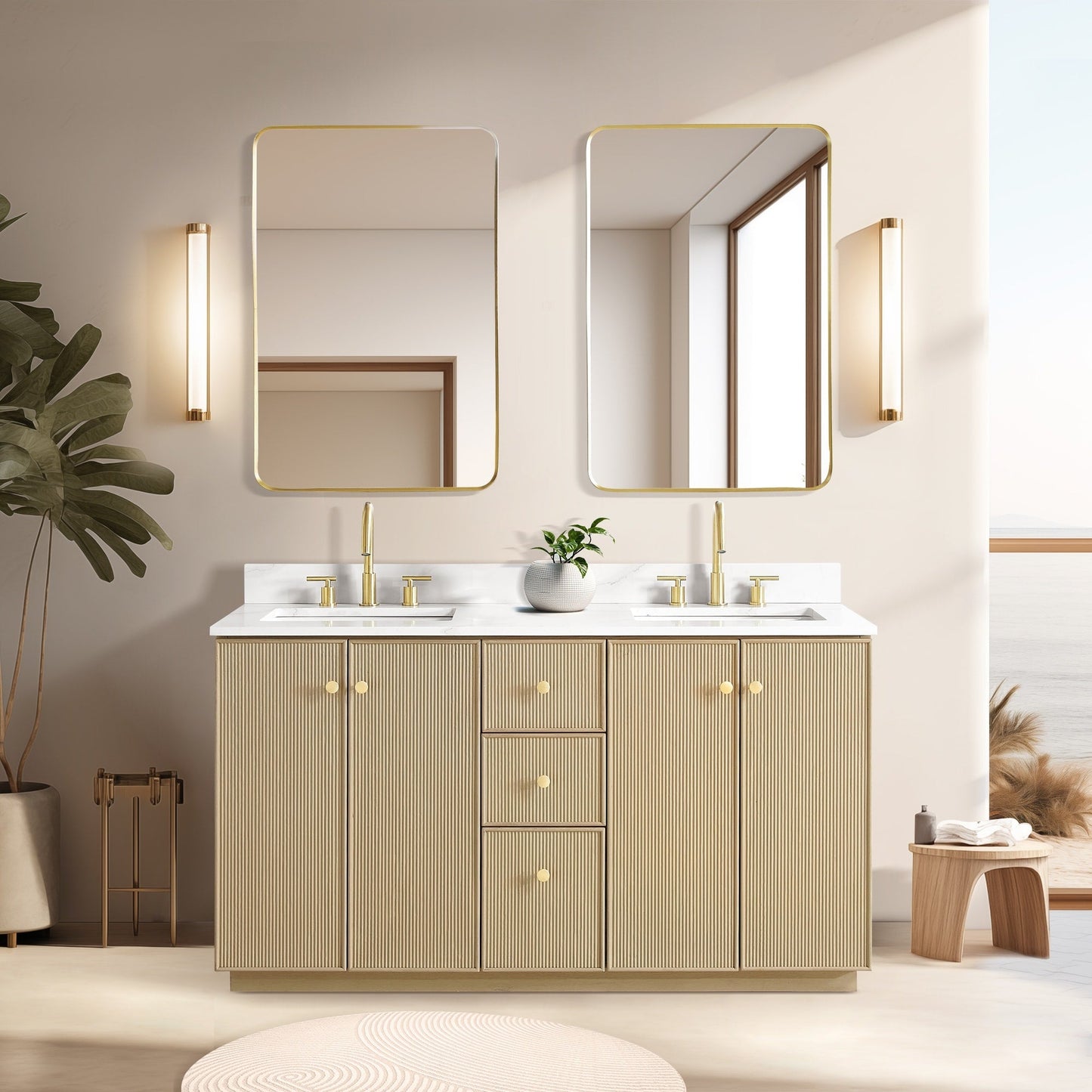 Oza Bath Vanity with Quartz Stone Top without Mirror