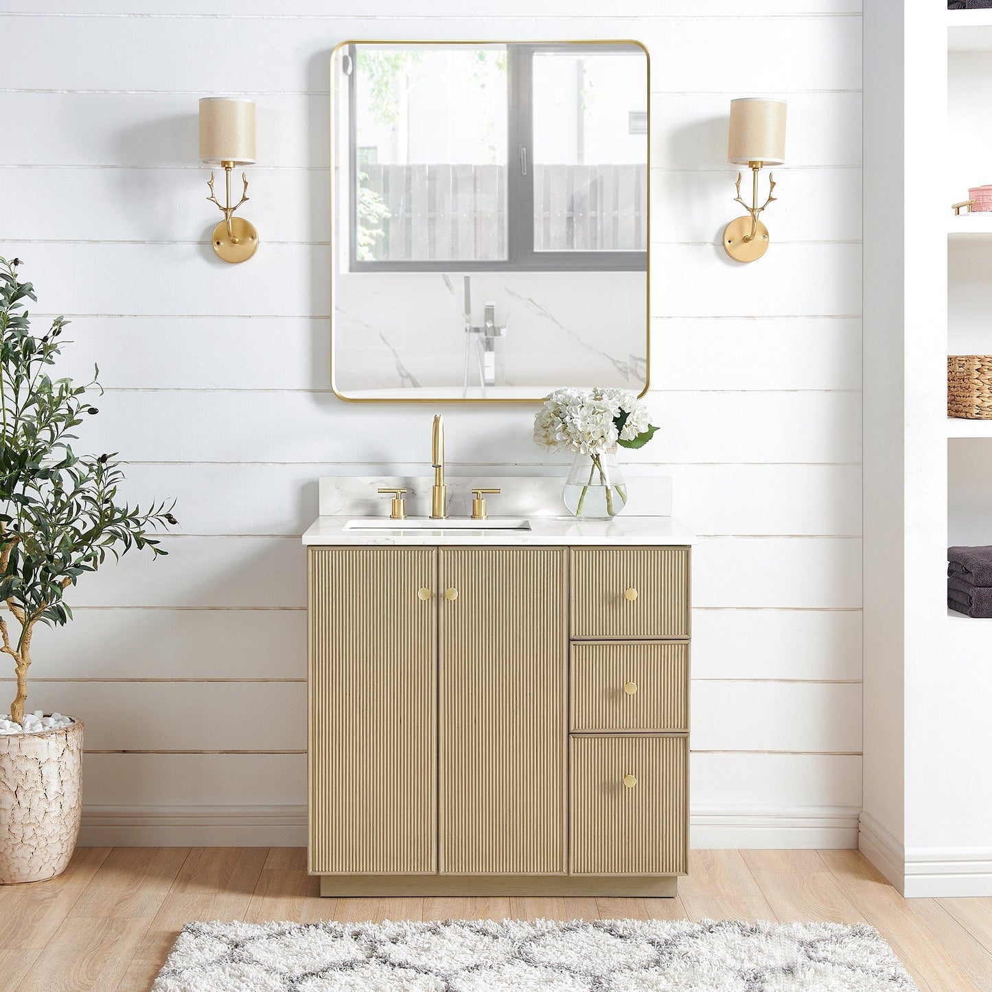 Oza Bath Vanity with Quartz Stone Top without Mirror