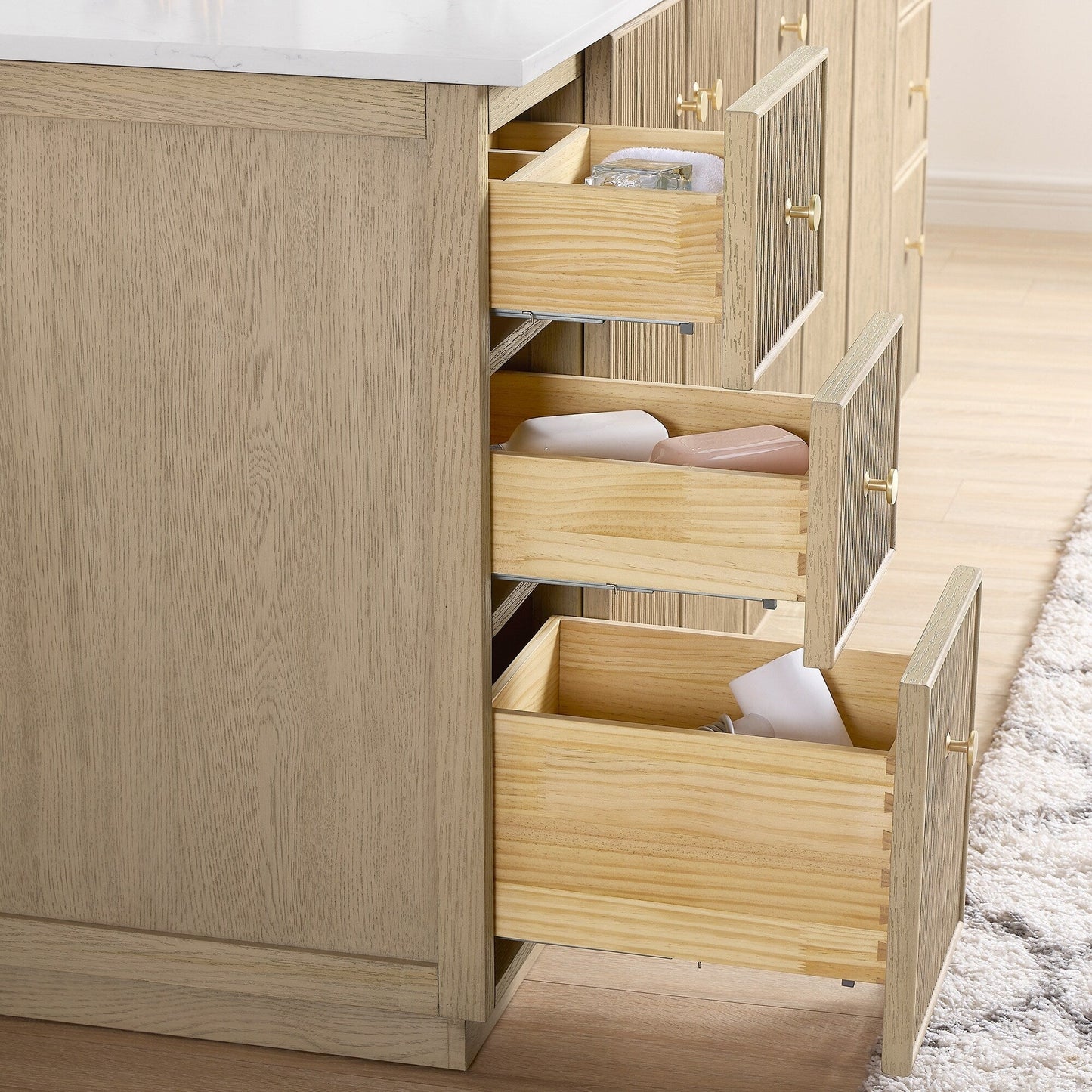 Oza Bath Vanity with Quartz Stone Top without Mirror