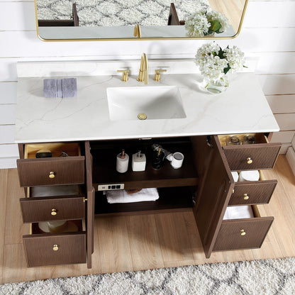 Oza Bath Vanity with Quartz Stone Top without Mirror