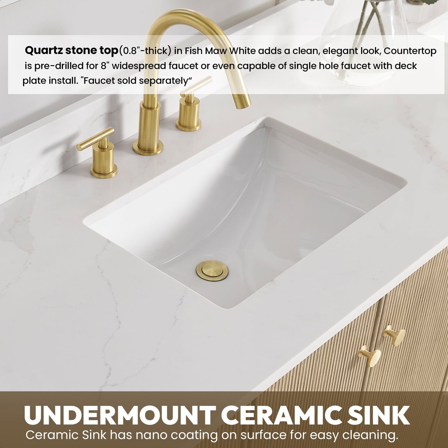 Oza Bath Vanity with Quartz Stone Top without Mirror