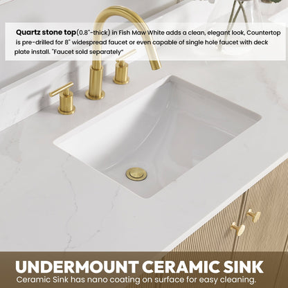 Oza Bath Vanity with Quartz Stone Top without Mirror