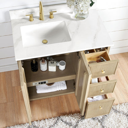 Oza Bath Vanity with Quartz Stone Top without Mirror