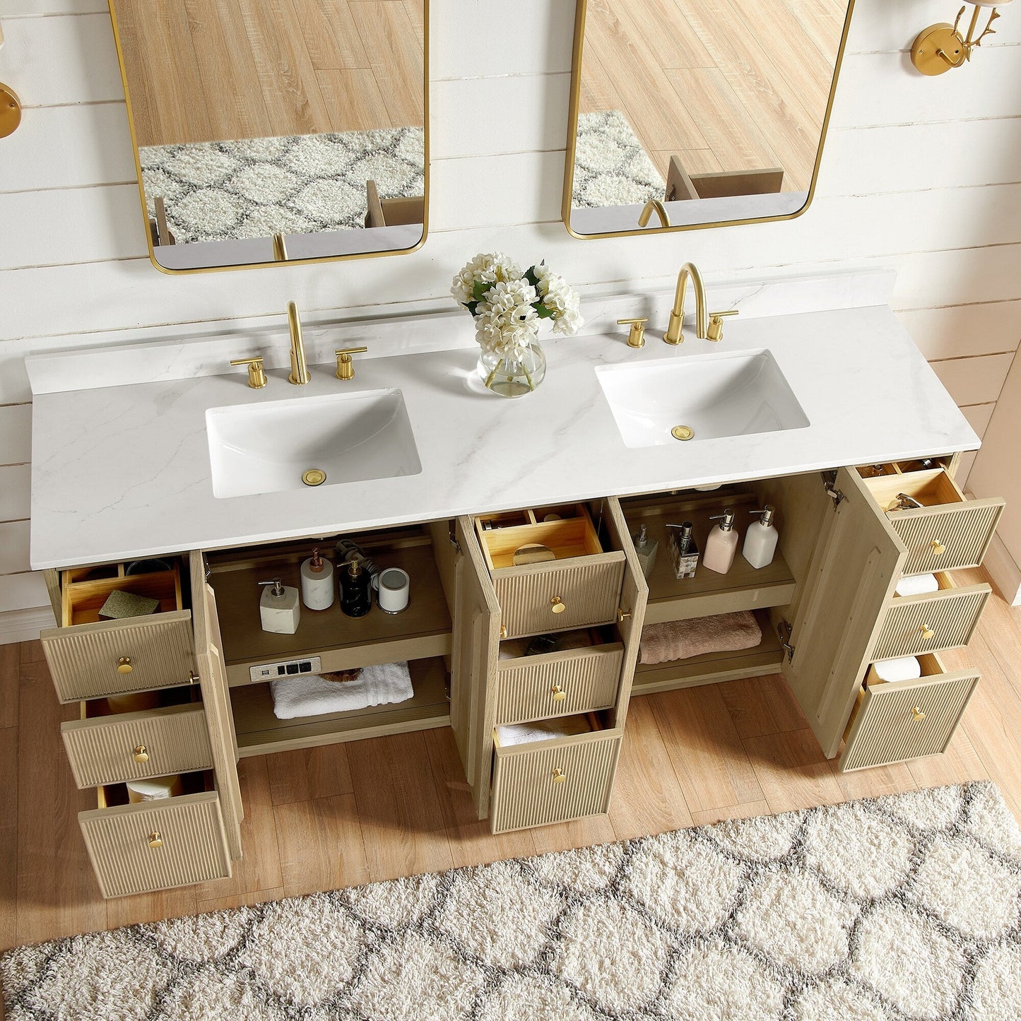 Oza Bath Vanity with Quartz Stone Top without Mirror
