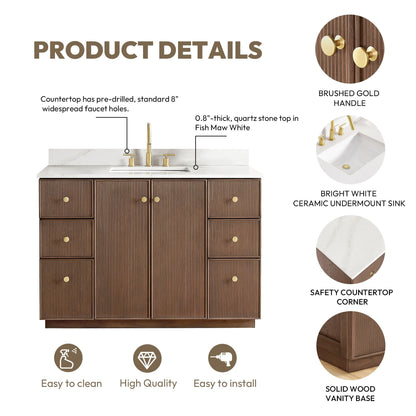 Oza Bath Vanity with Quartz Stone Top without Mirror