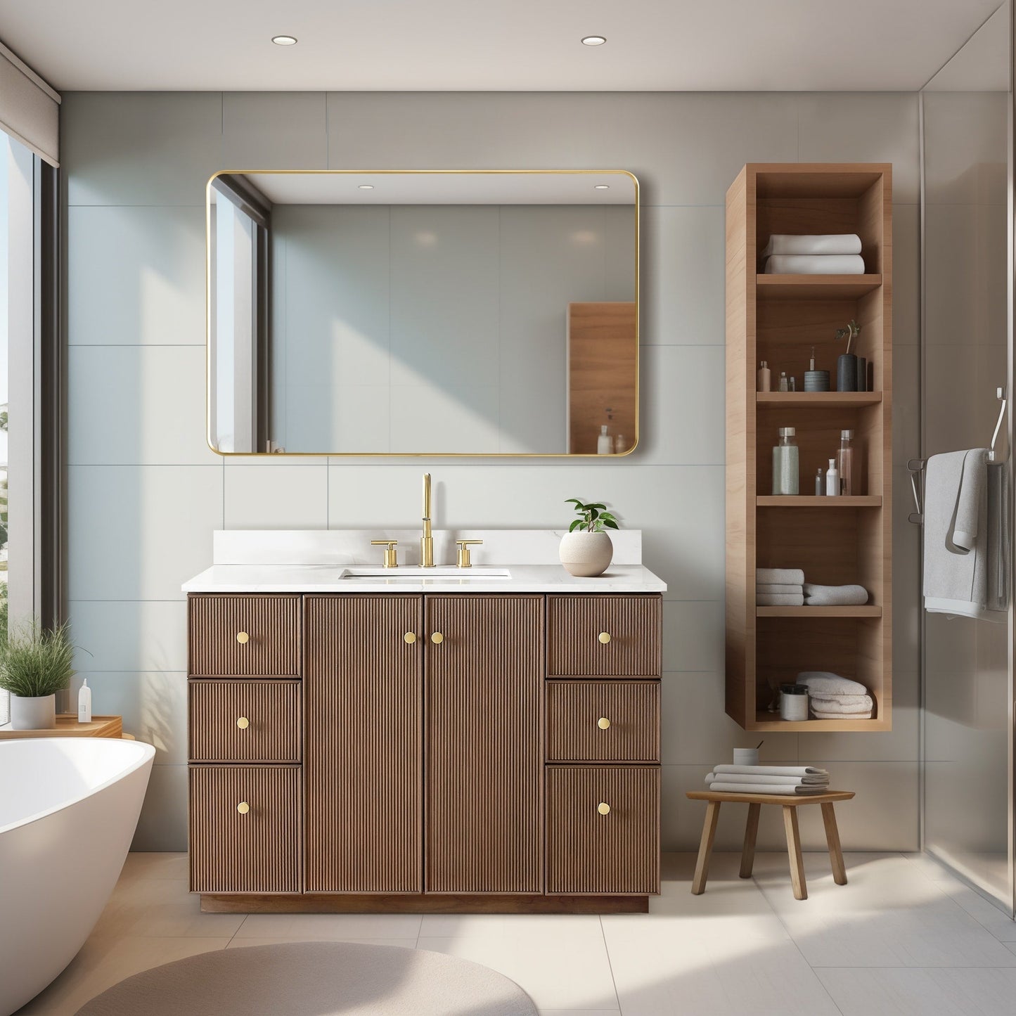 Oza Bath Vanity with Quartz Stone Top without Mirror
