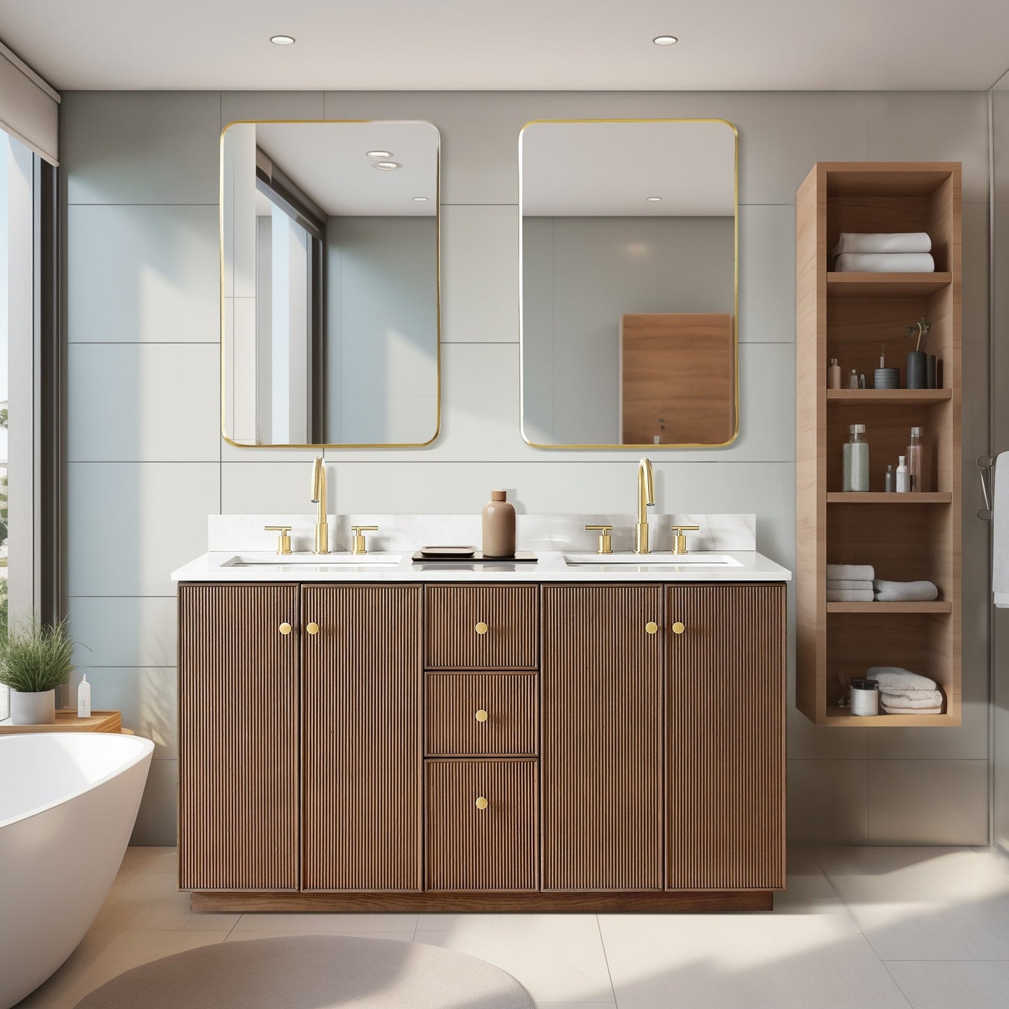Oza Bath Vanity with Quartz Stone Top without Mirror