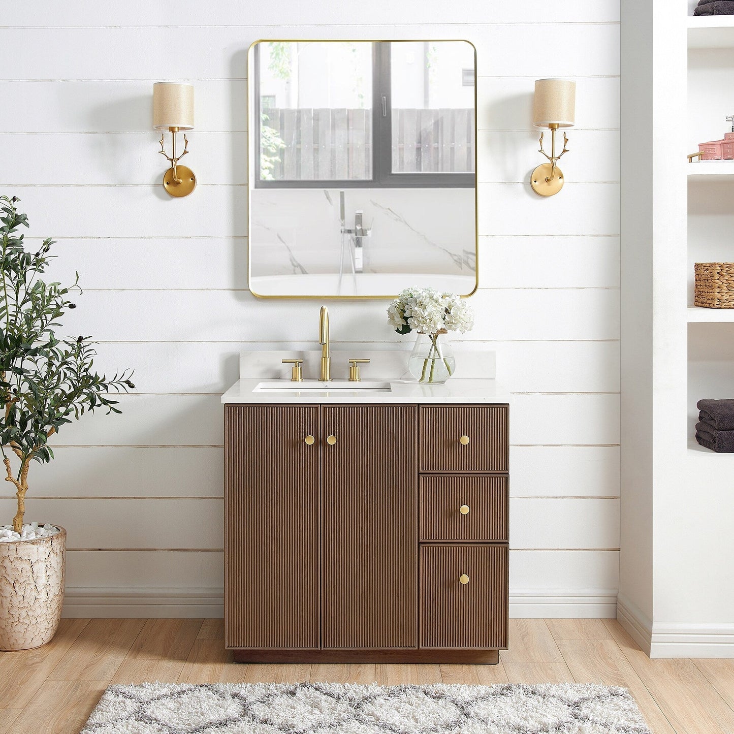 Oza Bath Vanity with Quartz Stone Top without Mirror