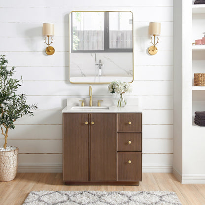 Oza Bath Vanity with Quartz Stone Top without Mirror