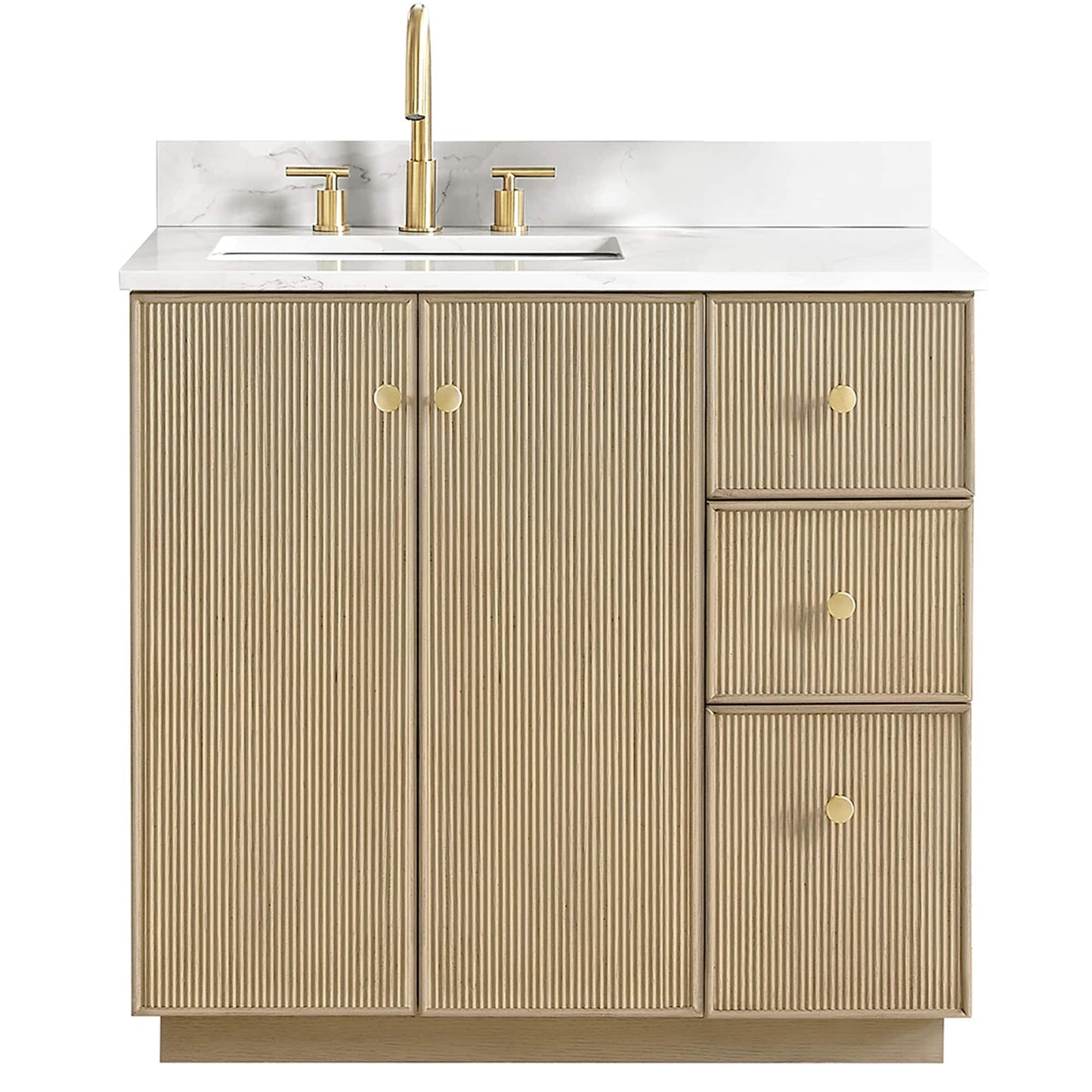Oza Bath Vanity with Quartz Stone Top without Mirror