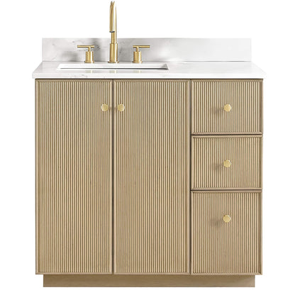 Oza Bath Vanity with Quartz Stone Top without Mirror