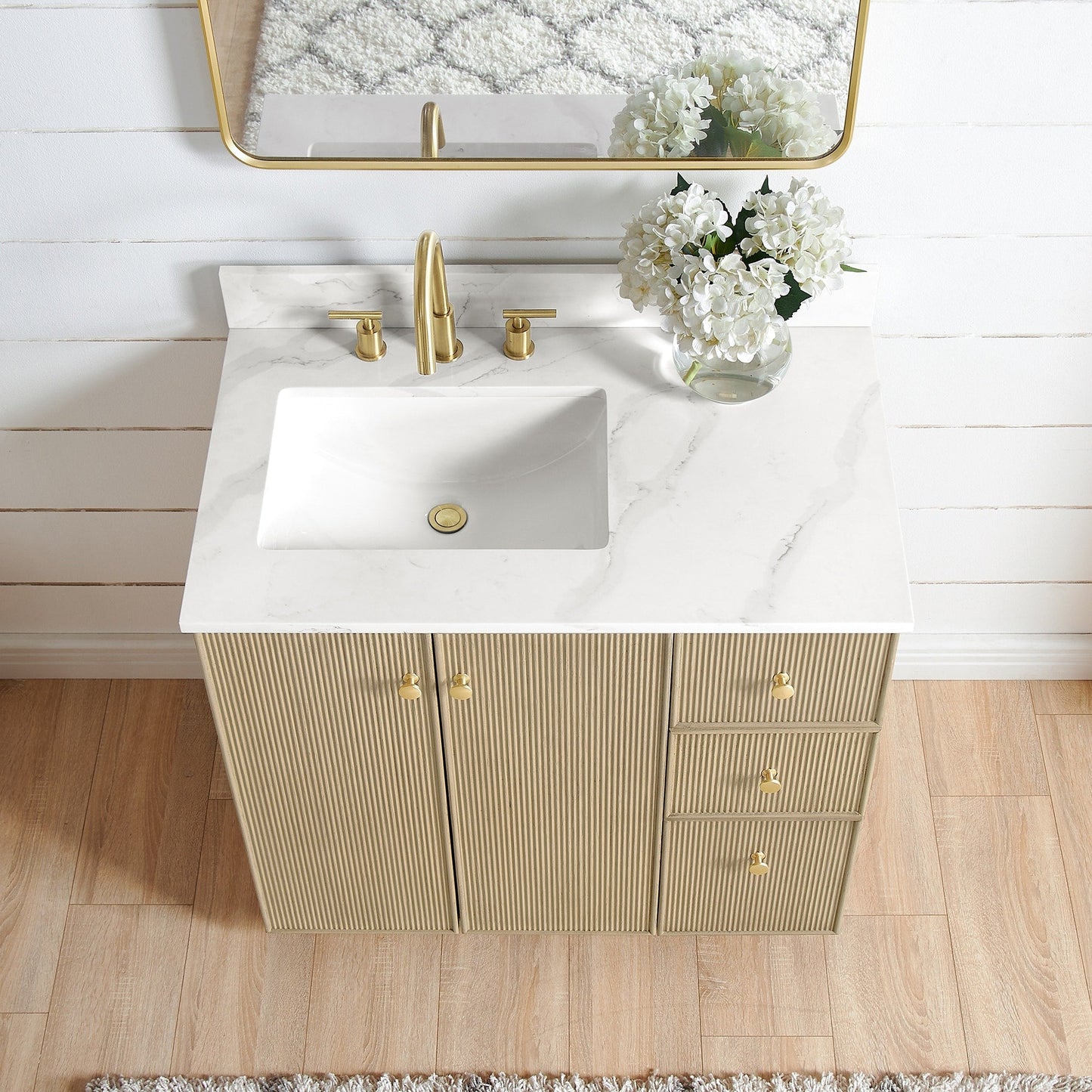 Oza Bath Vanity with Quartz Stone Top without Mirror
