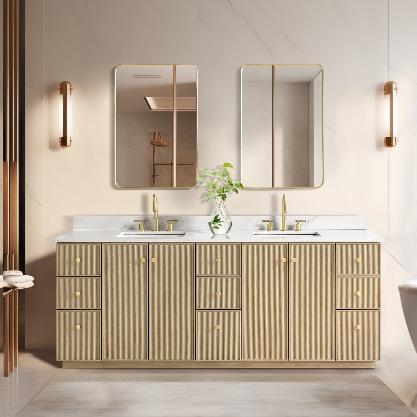 Oza Bath Vanity with Quartz Stone Top without Mirror