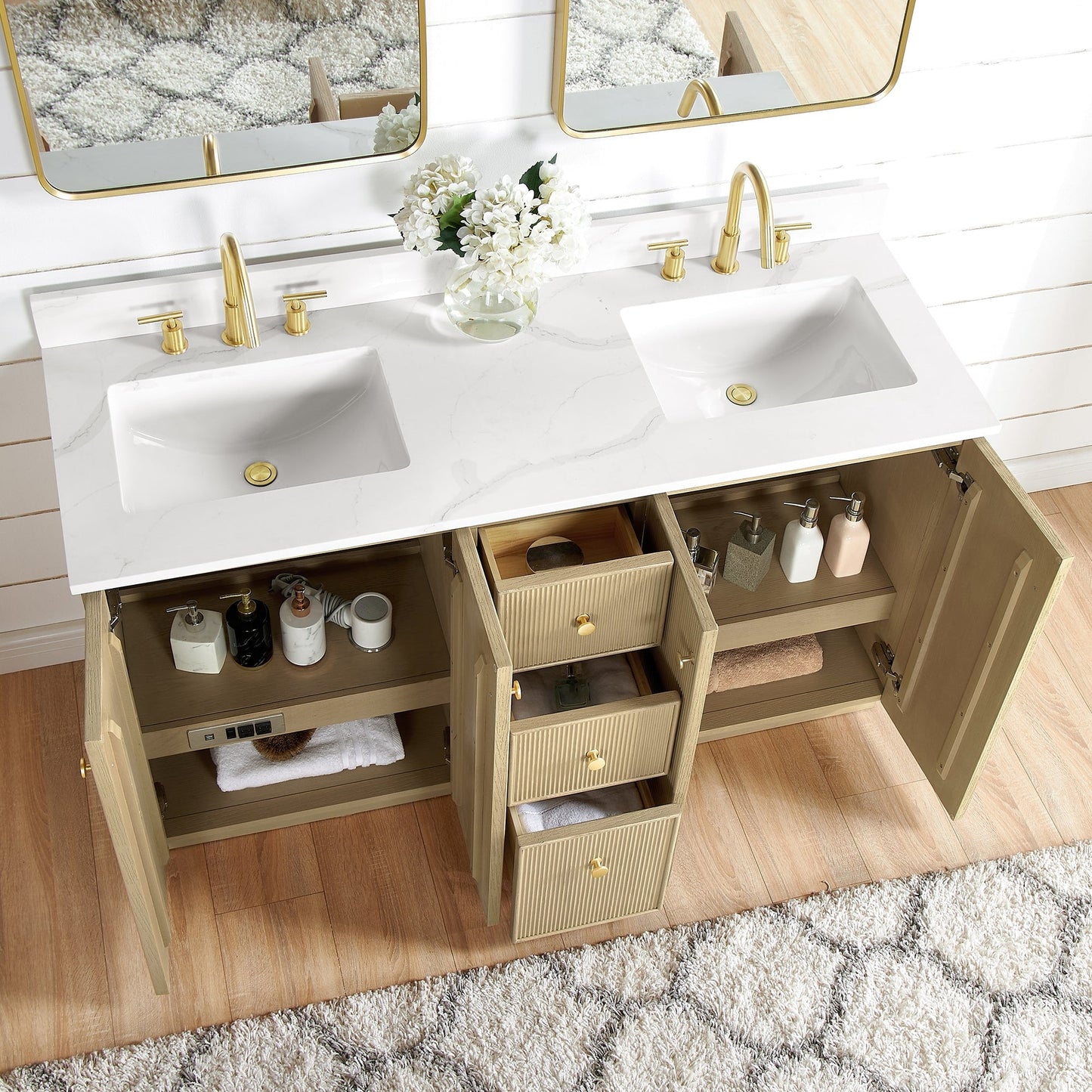 Oza Bath Vanity with Quartz Stone Top without Mirror