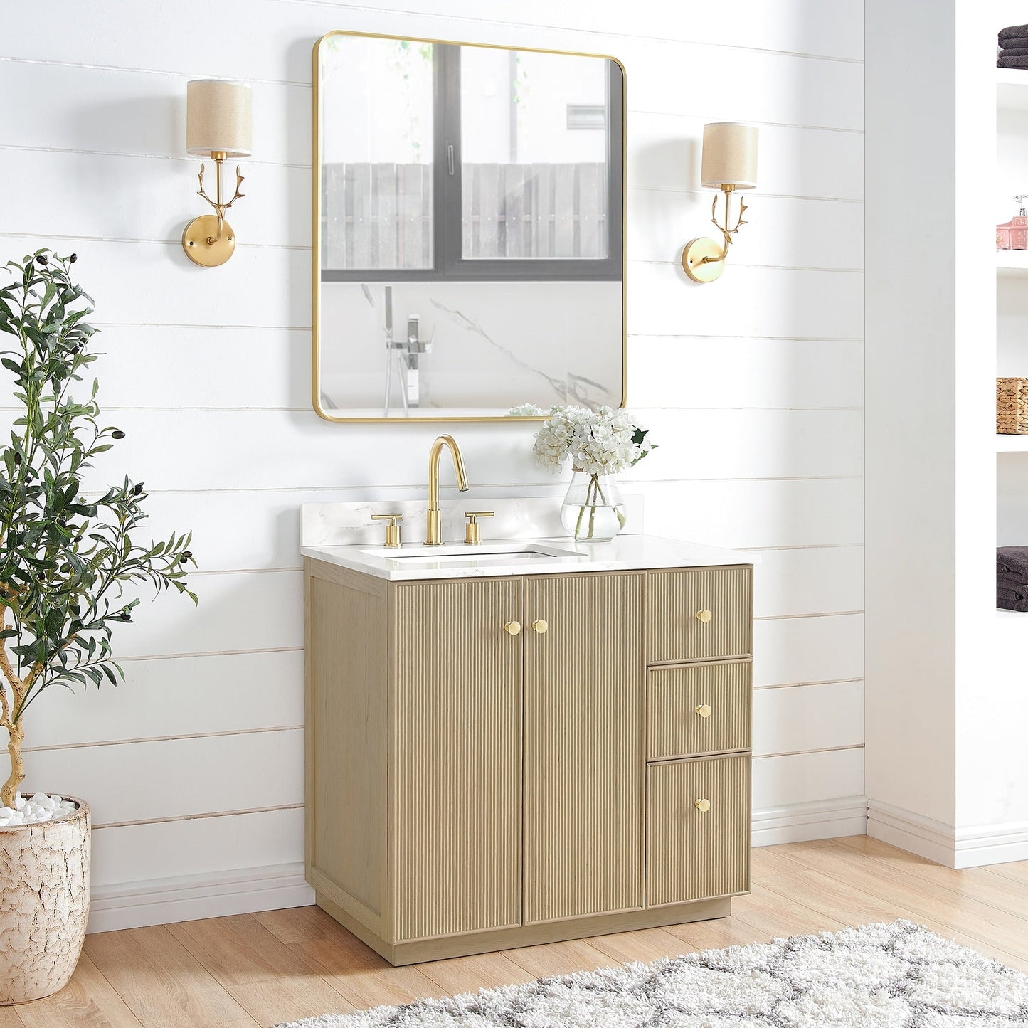 Oza Bath Vanity with Quartz Stone Top without Mirror
