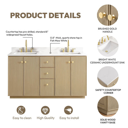 Oza Bath Vanity with Quartz Stone Top without Mirror