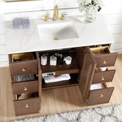 Oza Bath Vanity with Quartz Stone Top without Mirror