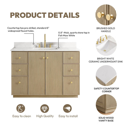 Oza Bath Vanity with Quartz Stone Top without Mirror