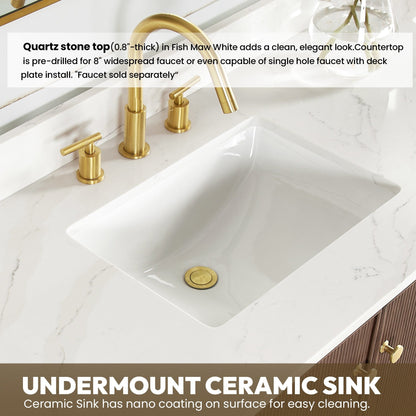 Oza Bath Vanity with Quartz Stone Top without Mirror
