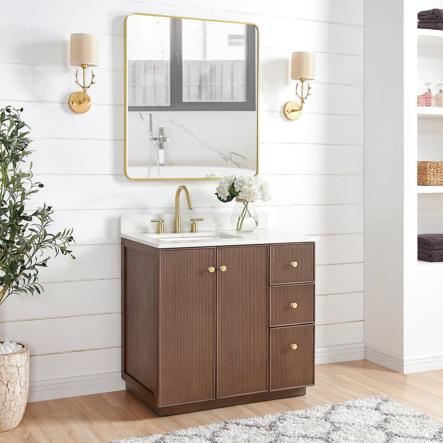 Oza Bath Vanity with Quartz Stone Top without Mirror