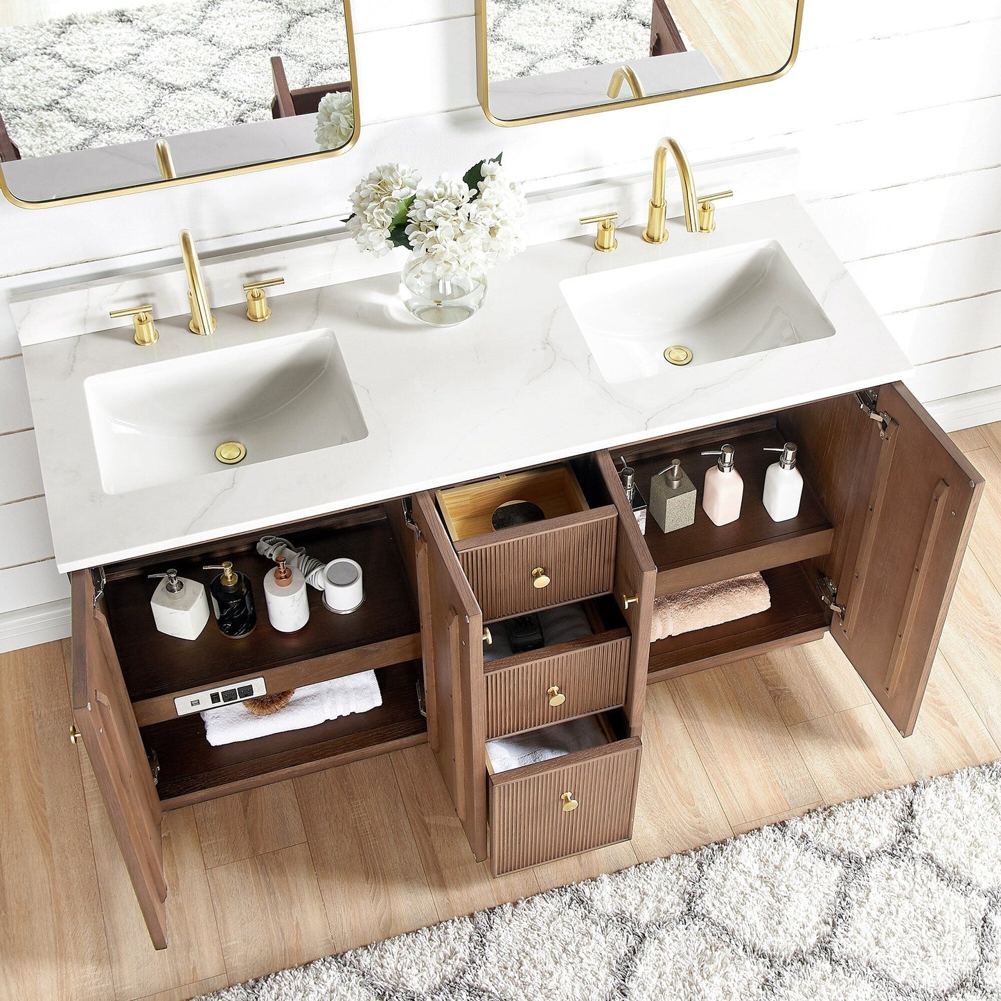 Oza Bath Vanity with Quartz Stone Top without Mirror