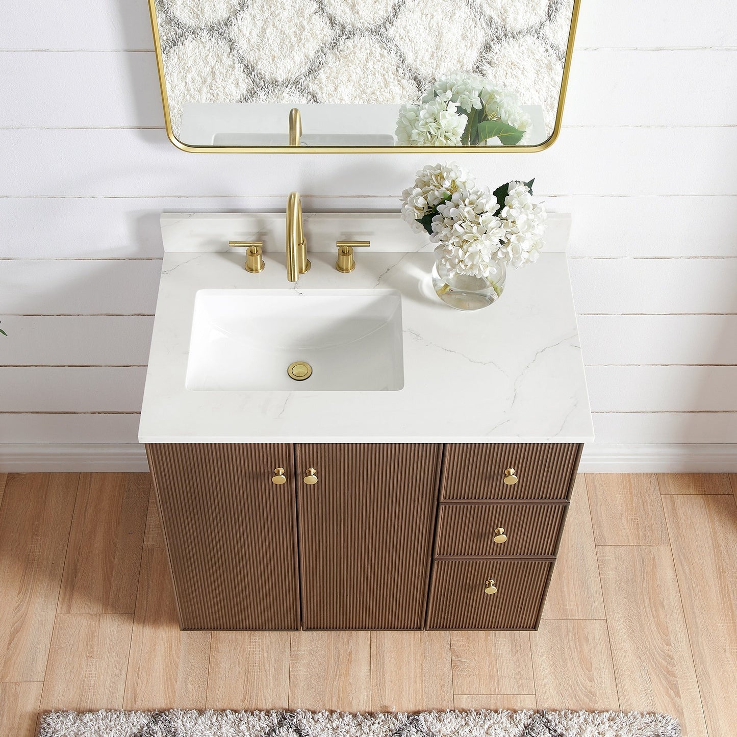 Oza Bath Vanity with Quartz Stone Top without Mirror