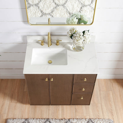 Oza Bath Vanity with Quartz Stone Top without Mirror