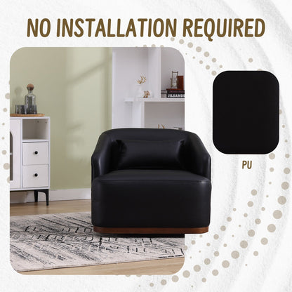 PU Swivel Barrel Chair, 360-Degree Rotating Club Chair for Living Room, or Lounge, Comfortable Accent Chair with Metal Base