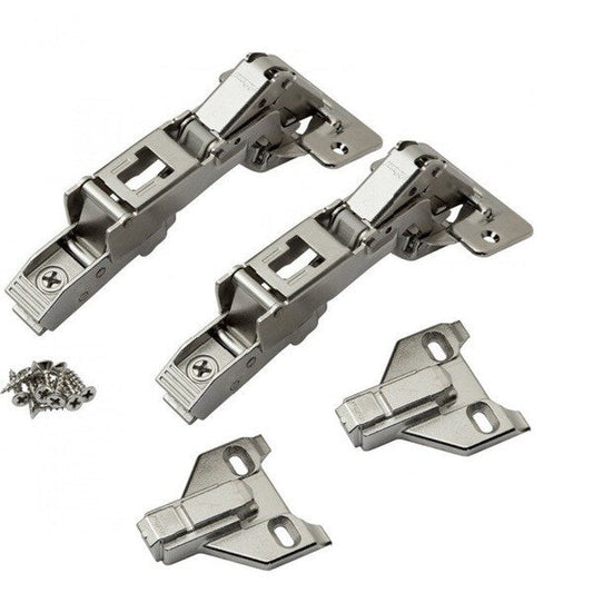 Pair of Blum 170-degree Clip Top Lazy Susan Corner Face Frame Screw-on Cabinet Hinge with Mounting Plate - 170 Degree