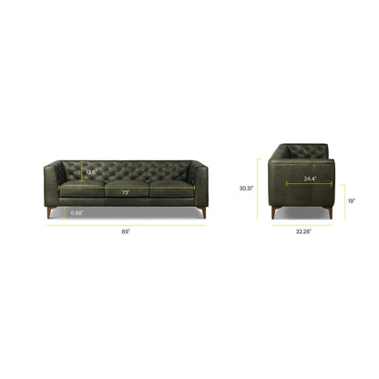 Poly & Bark Essex 89 Sofa - Full Grain Genuine Italian Leather