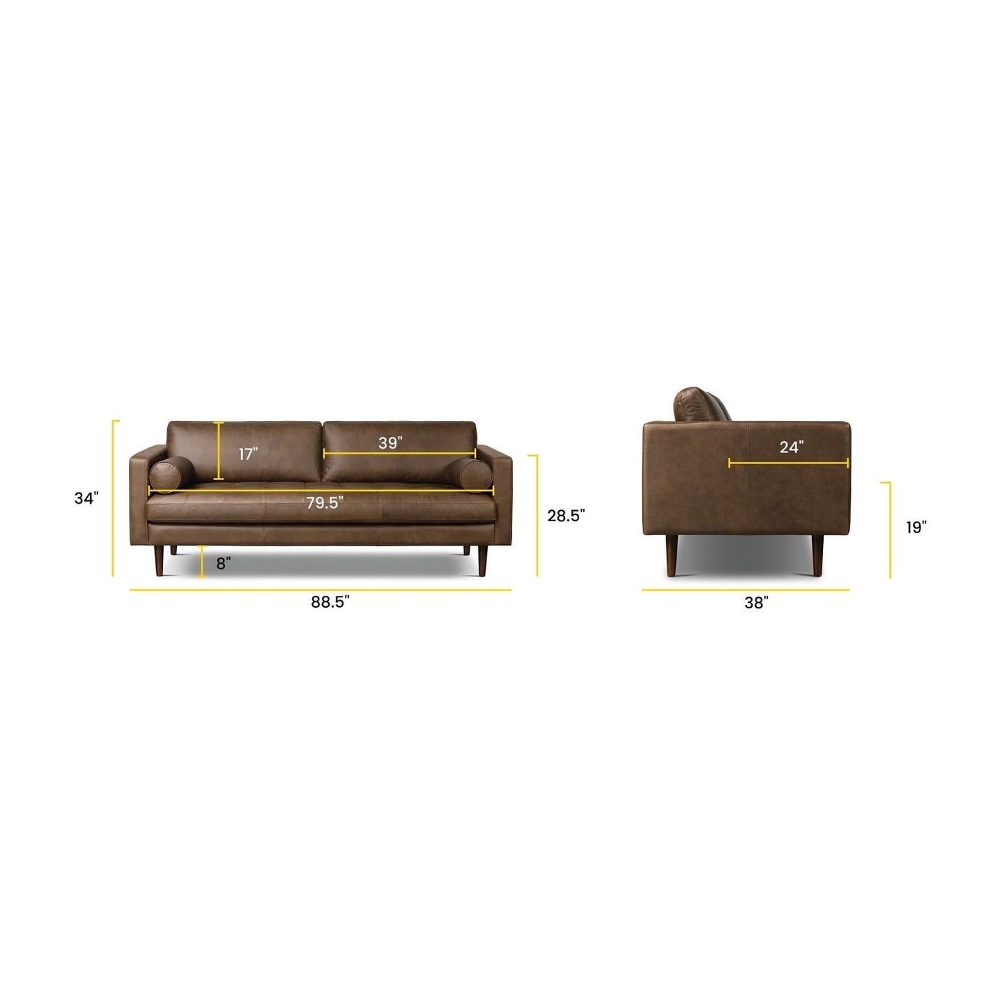 Poly & Bark Napa 88.5 Sofa - Genuine Italian Leather