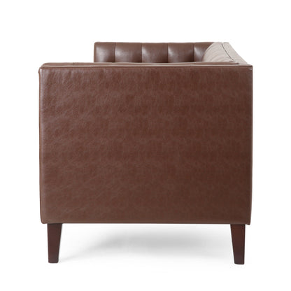 Pondway Faux Leather Tufted 3 Seater Sofa by Christopher Knight Home