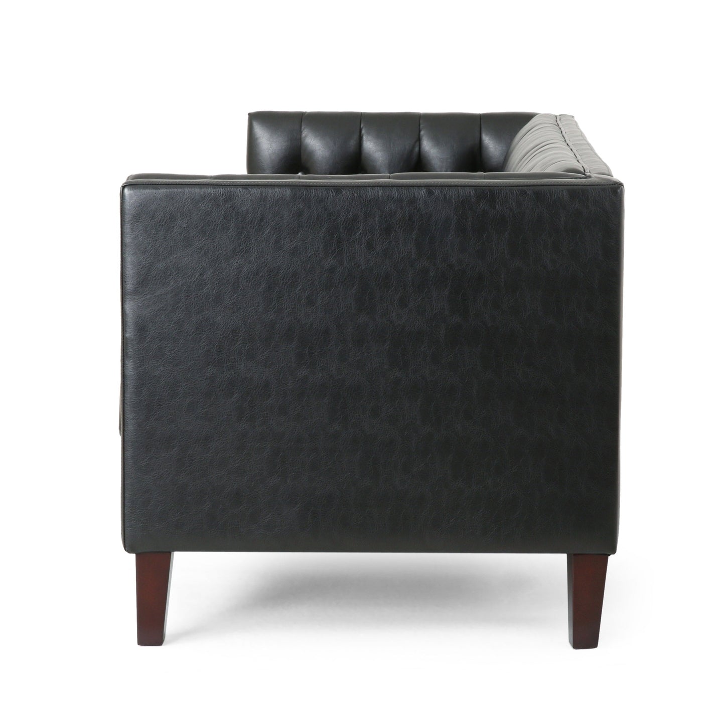 Pondway Faux Leather Tufted 3 Seater Sofa by Christopher Knight Home