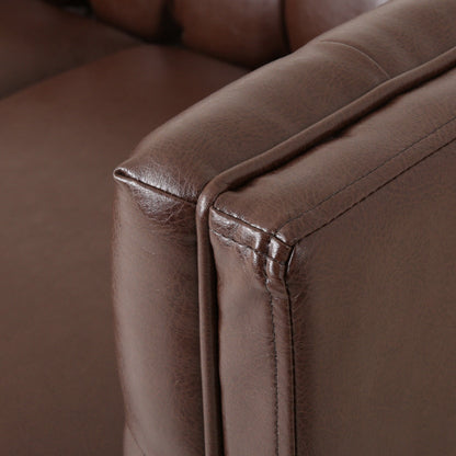 Pondway Faux Leather Tufted 3 Seater Sofa by Christopher Knight Home