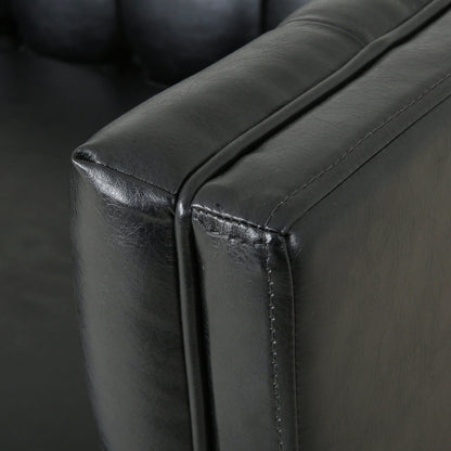 Pondway Faux Leather Tufted 3 Seater Sofa by Christopher Knight Home