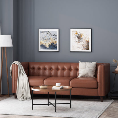 Pondway Faux Leather Tufted 3 Seater Sofa by Christopher Knight Home