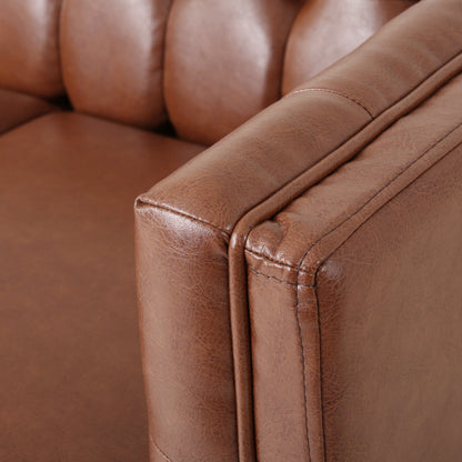 Pondway Faux Leather Tufted 3 Seater Sofa by Christopher Knight Home