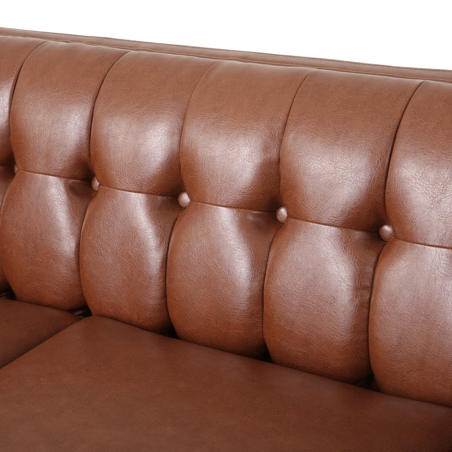 Pondway Faux Leather Tufted 3 Seater Sofa by Christopher Knight Home