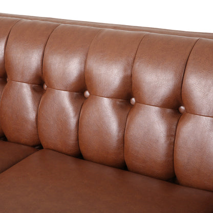 Pondway Faux Leather Tufted 3 Seater Sofa by Christopher Knight Home