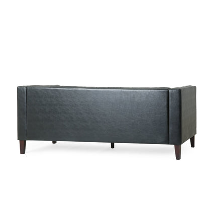 Pondway Faux Leather Tufted 3 Seater Sofa by Christopher Knight Home