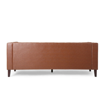 Pondway Faux Leather Tufted 3 Seater Sofa by Christopher Knight Home