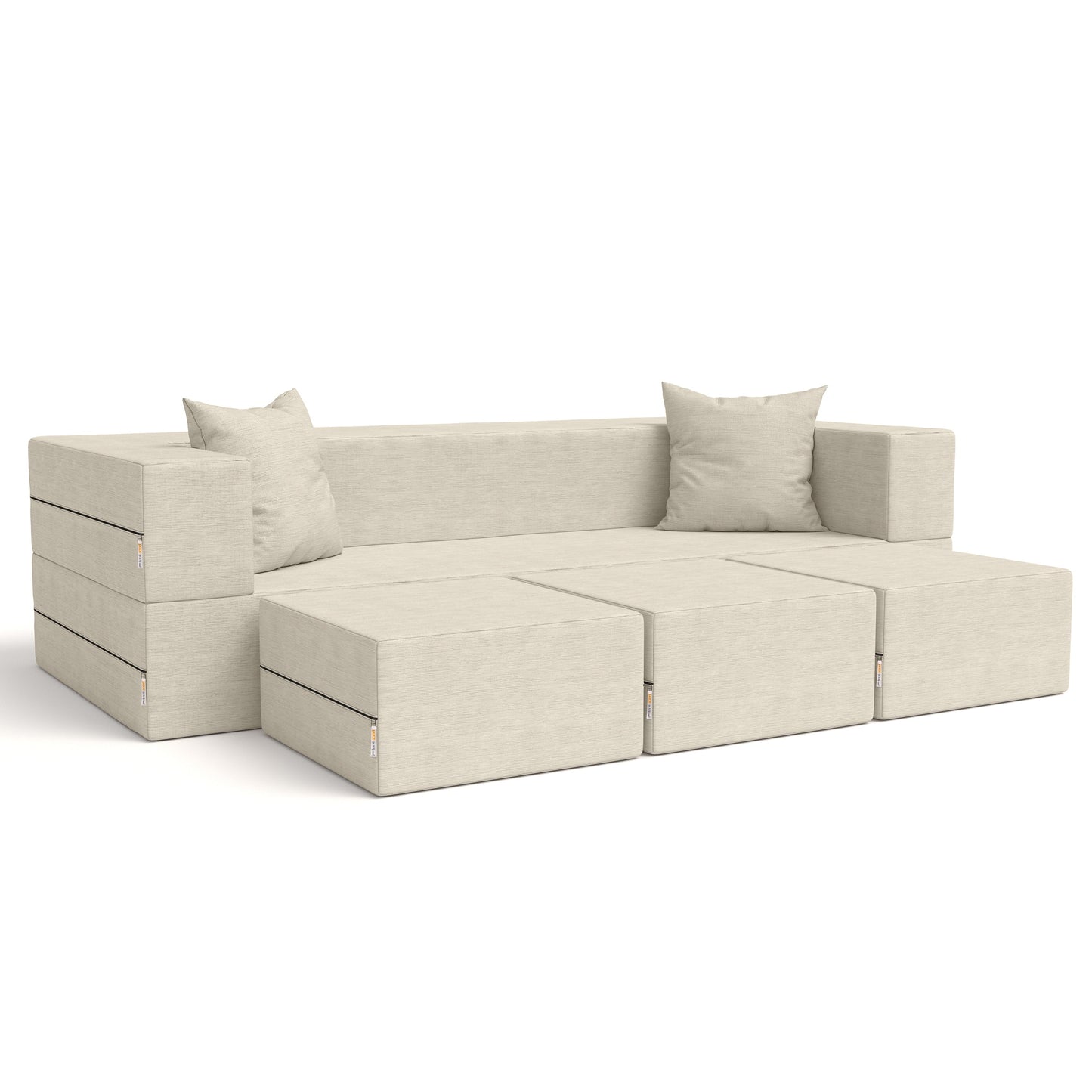 Porch & Den California King Convertible Sleeper Sofa and Ottomans
