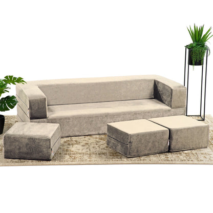 Porch & Den California King Convertible Sleeper Sofa and Ottomans