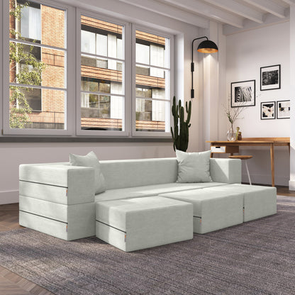 Porch & Den California King Convertible Sleeper Sofa and Ottomans