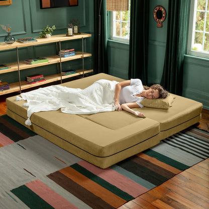 Porch & Den California King Convertible Sleeper Sofa and Ottomans