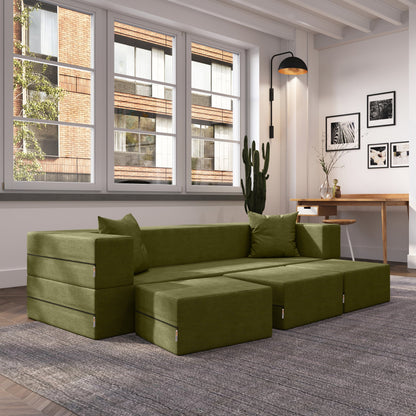Porch & Den California King Convertible Sleeper Sofa and Ottomans