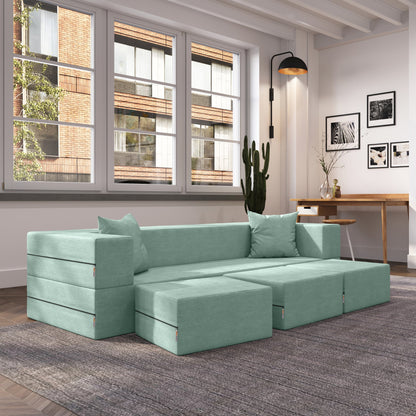 Porch & Den California King Convertible Sleeper Sofa and Ottomans