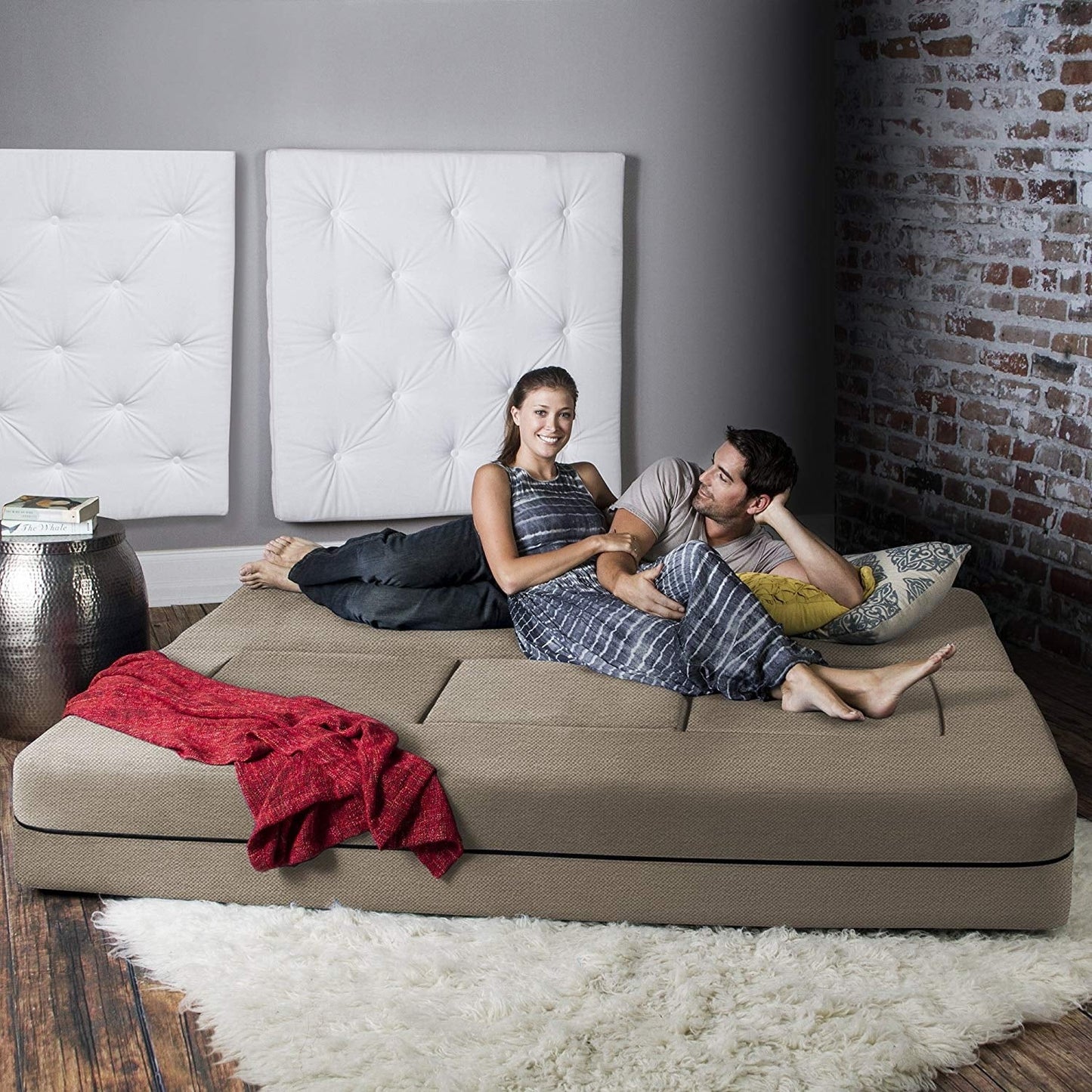Porch & Den California King Convertible Sleeper Sofa and Ottomans